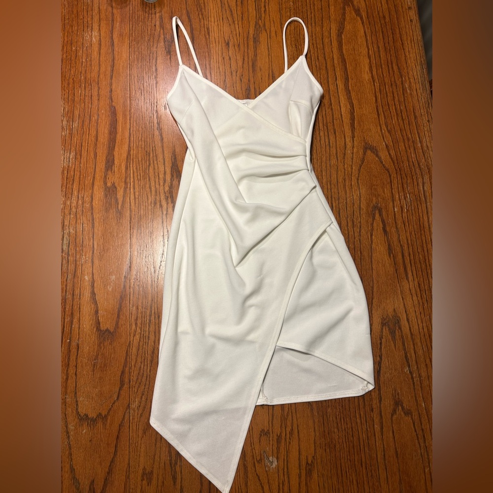 Blue Blush Asymmetrical White Dress